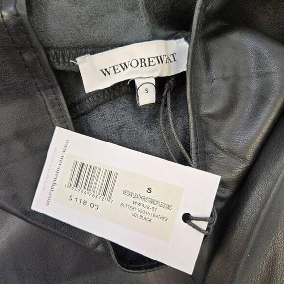 NWT Weworewhat Buttery Faux Leather High Waisted Ankle Stirrup Leggings S Black - Picture 12 of 16